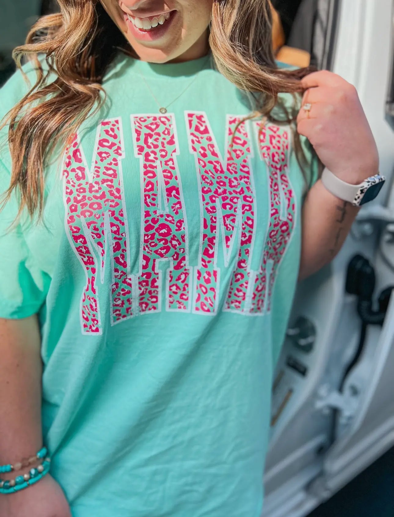 Mama Neon Leopard Tee