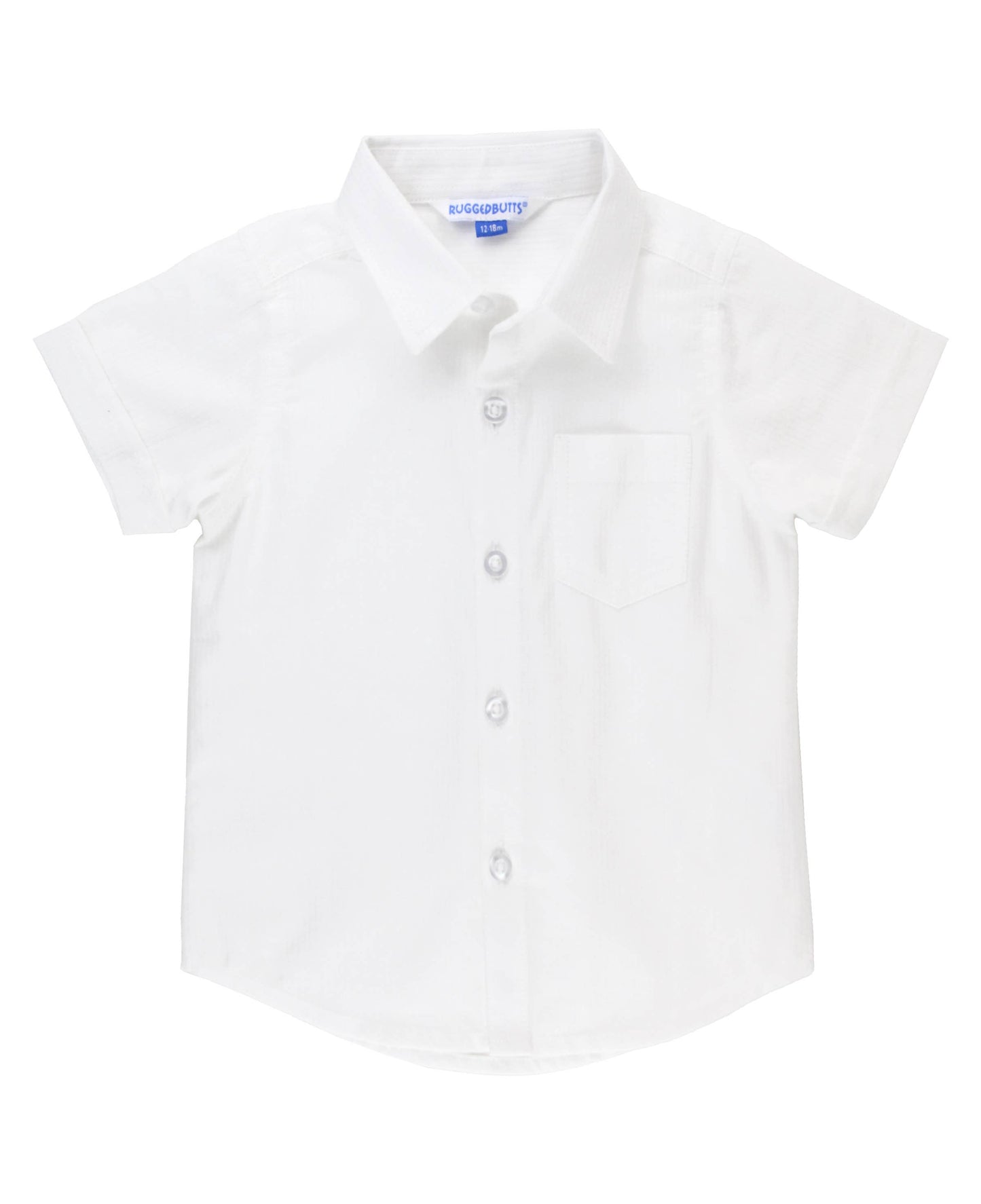 White Textured Short Sleeve Button Down Shirt