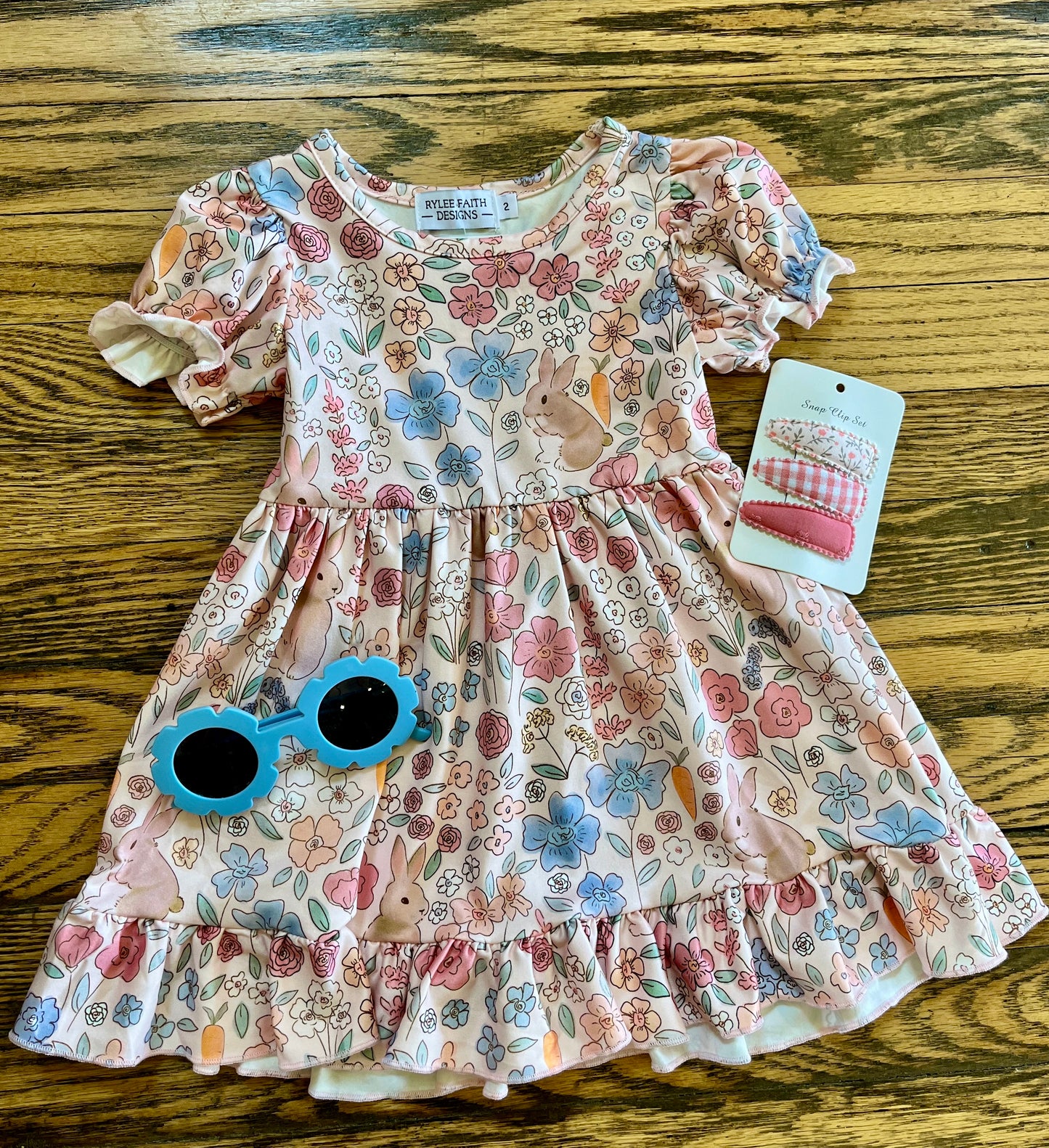 Bunny & Floral Puff Sleeve Dress