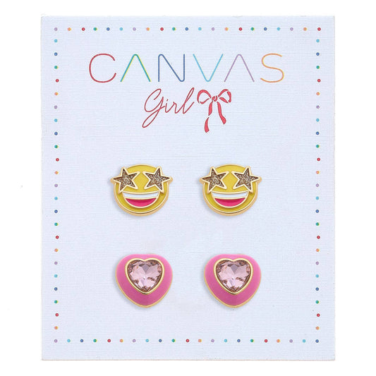 Starry Smile & Jeweled Heart Stud Earrings