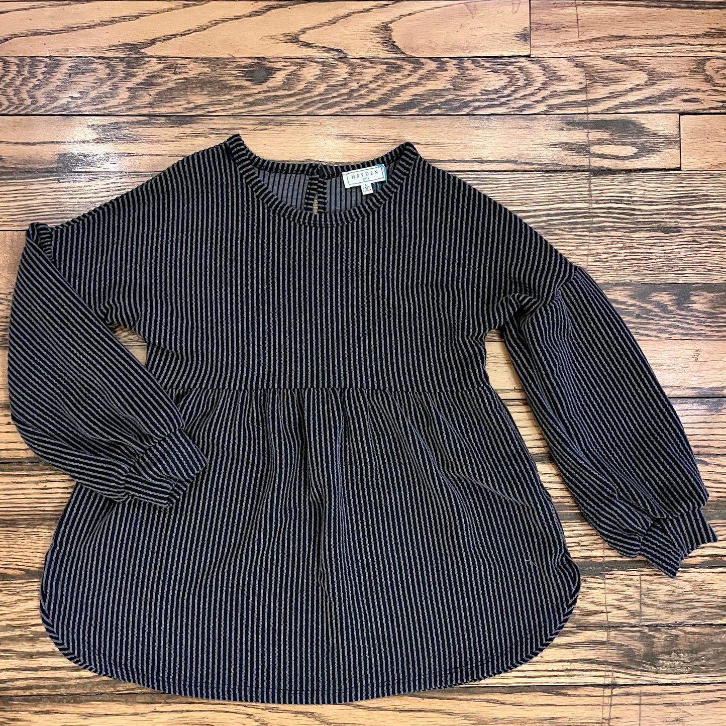 Black Ribbed Baby Doll Knit Top