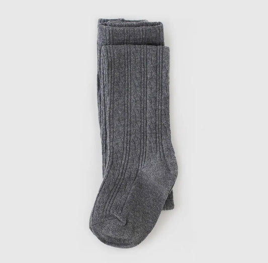 Little Stocking Co Cable Knit Tights - Charcoal Gray