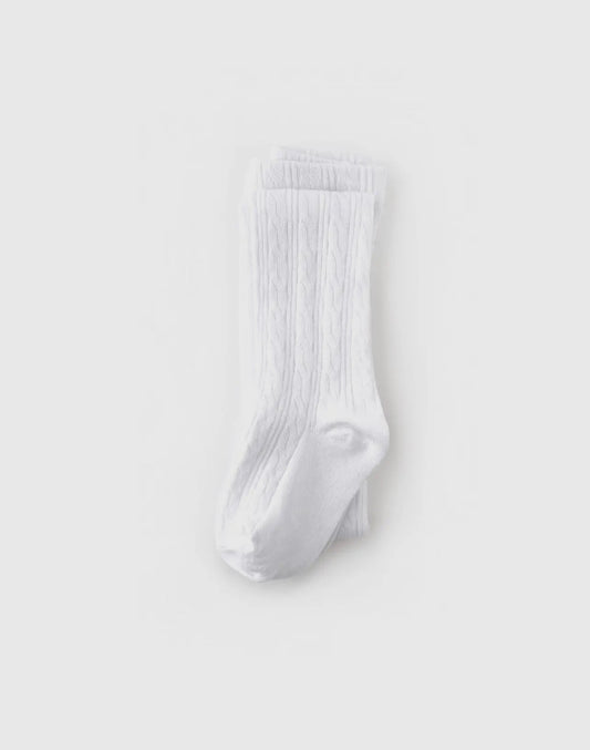 Little Stocking Co Cable Knit Tights - White