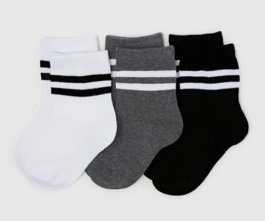 Little Stocking Co 3 Pack Monochrome Striped Midi Socks