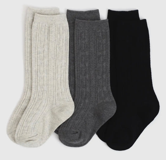 Little Stocking Co 3 Pack Cable Knit Knee High Socks - Midnight