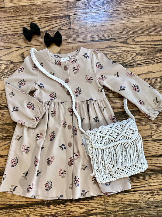 Button Down Dress - Fall Mushroom