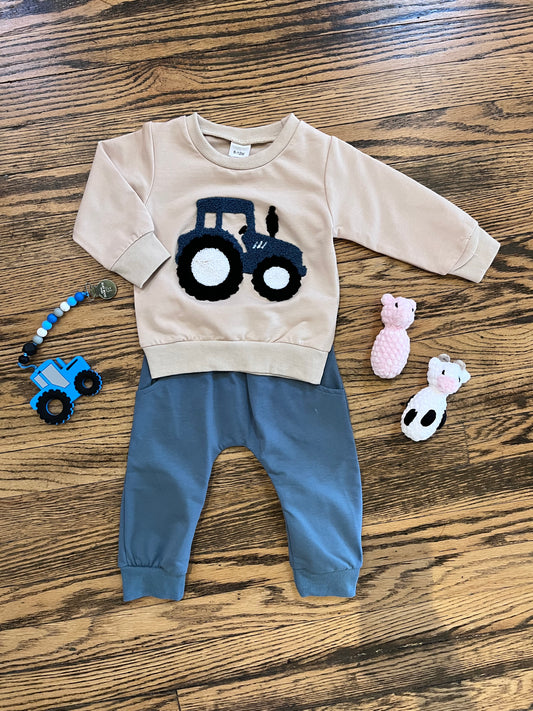 Blue Tractor Two Piece Jogger Set