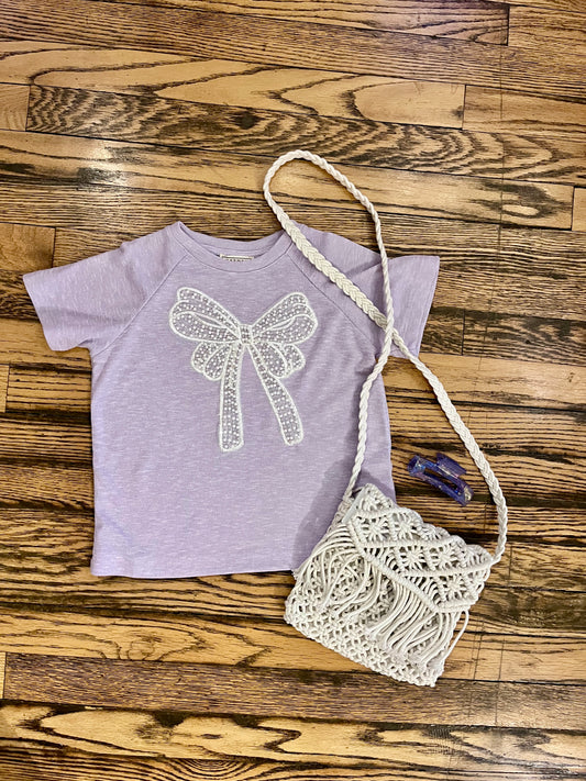 Lavender Pearl Bow Tee