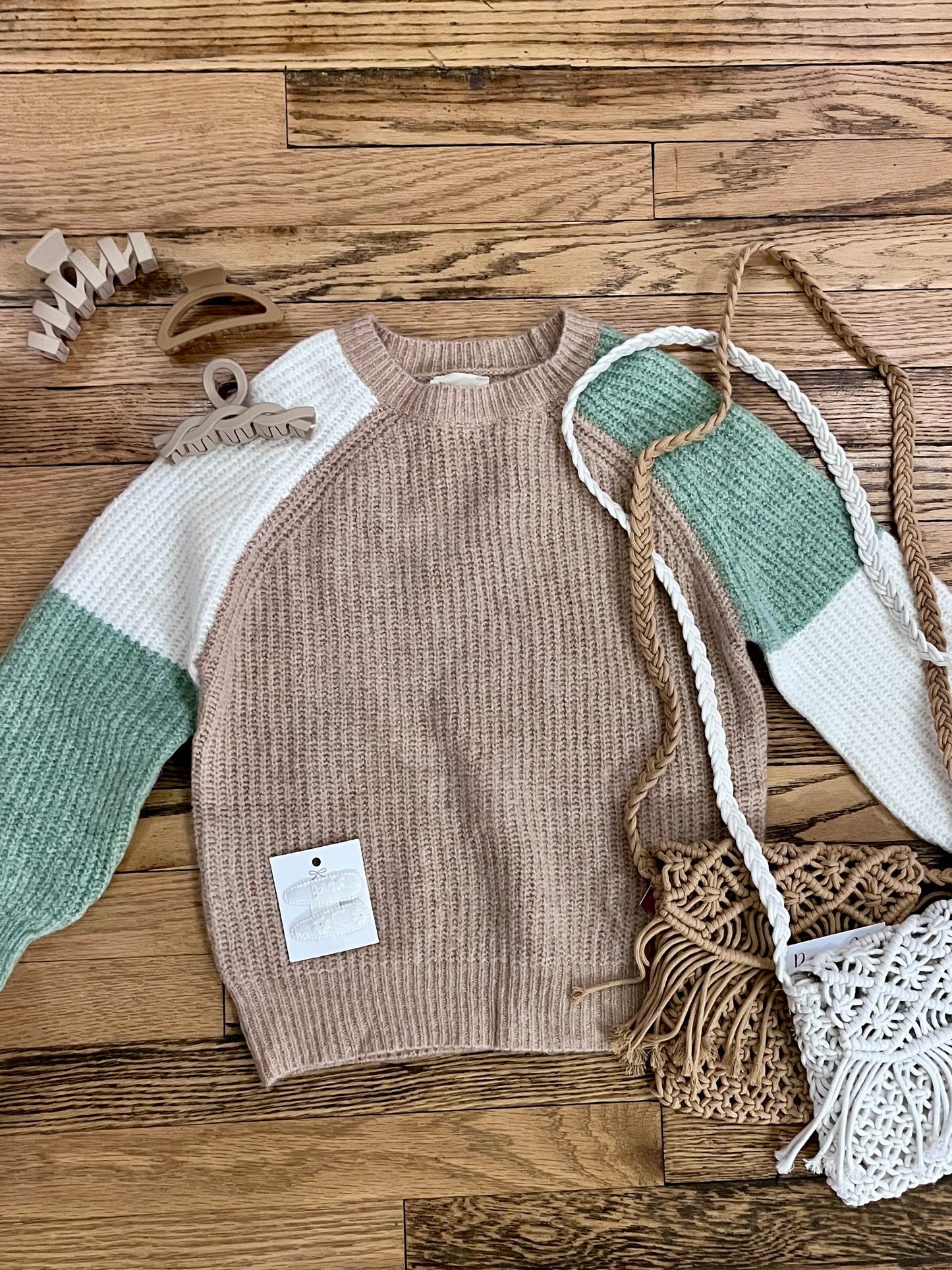 Taupe Color Block Sweater