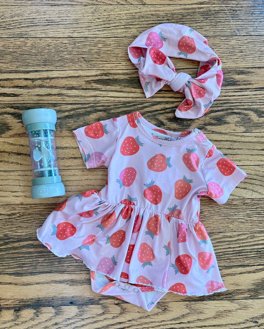 Strawberry Twirl Romper & Bow