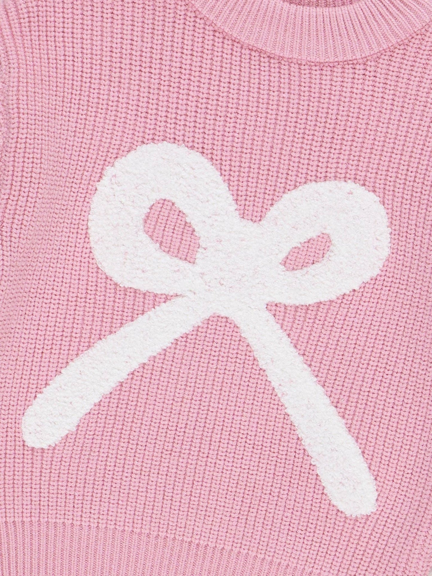 Pink Knit Bow Sweater