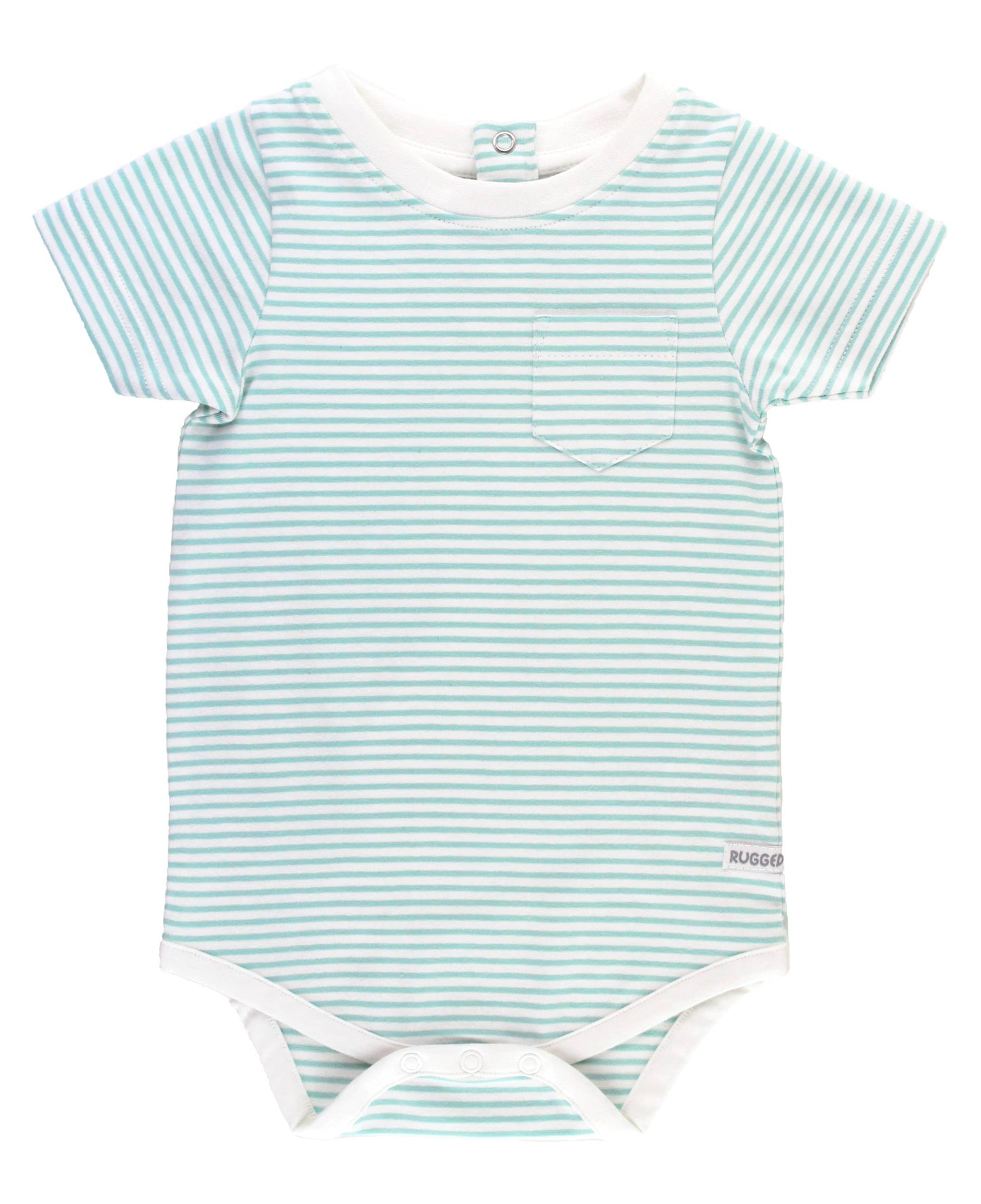 Vintage Aqua Stripe Short Sleeve Pocket Bodysuit