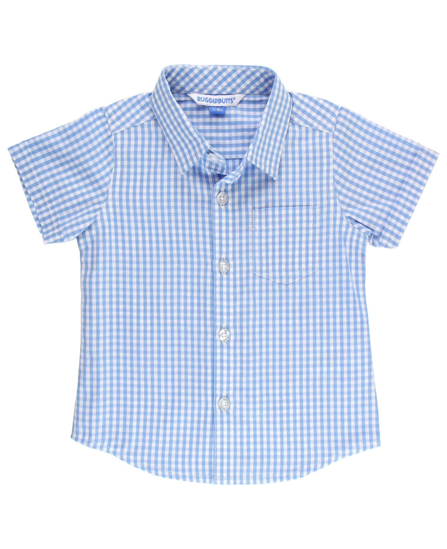 Blue Gingham Short Sleeve Button Down Shirt